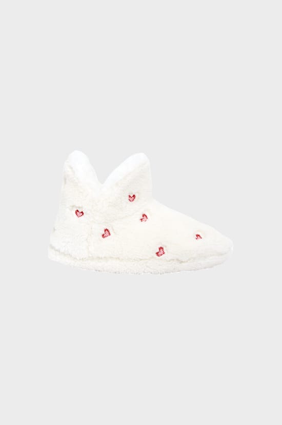 Botines de pelo estampados con motivos de corazones;${refinementColor}