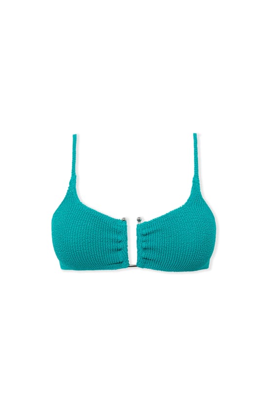 Bikini Top stretchy bralette with metal jewellery;${refinementColor}