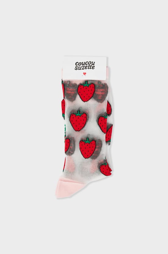 Chaussettes transparentes à motifs fraises Coucou Suzette;${refinementColor}