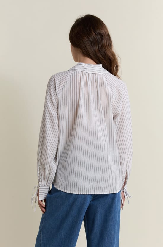Blouse &agrave; rayures en coton;${refinementColor}