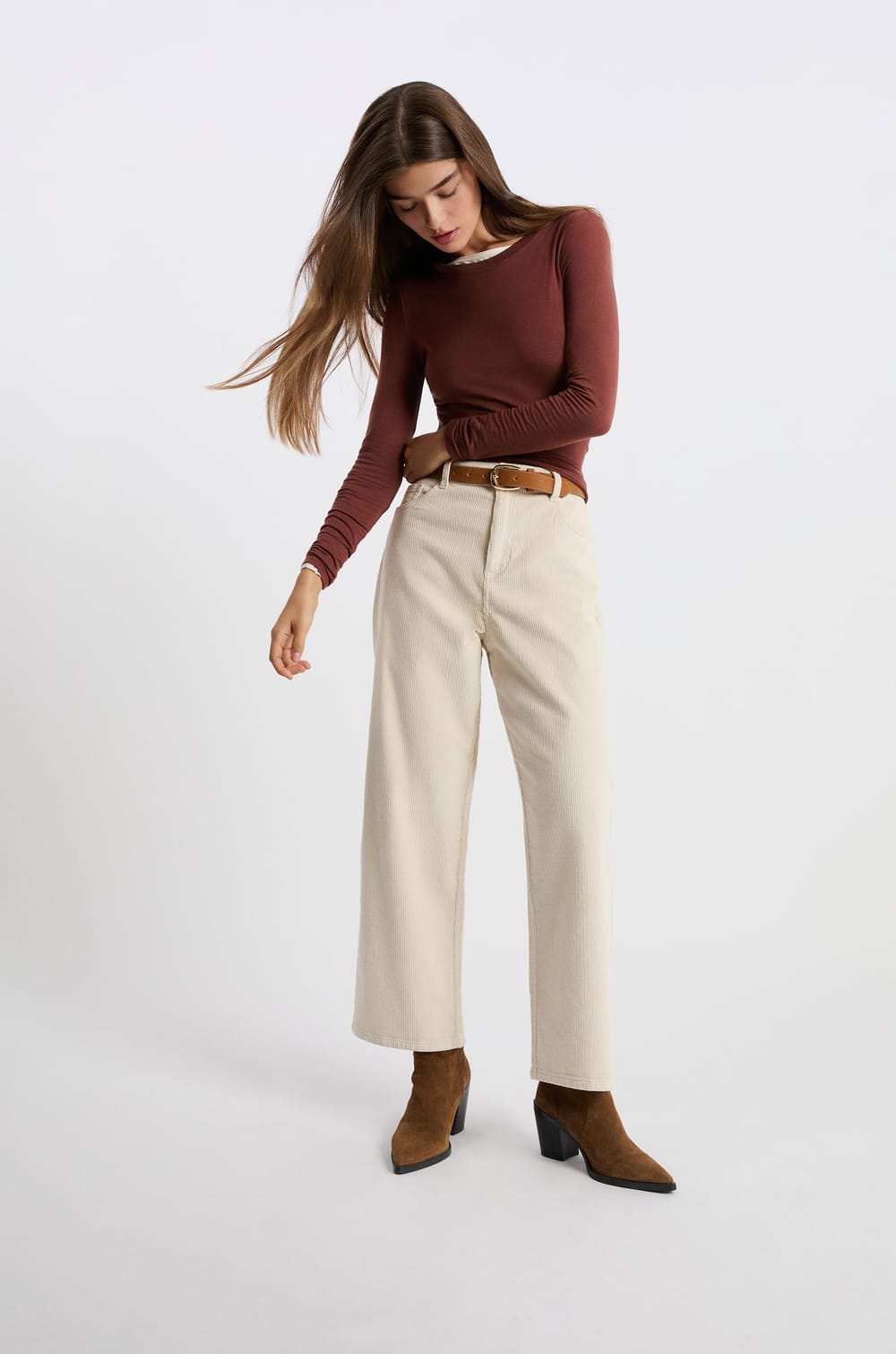 Pantalon en coton effet velours;${refinementColor}