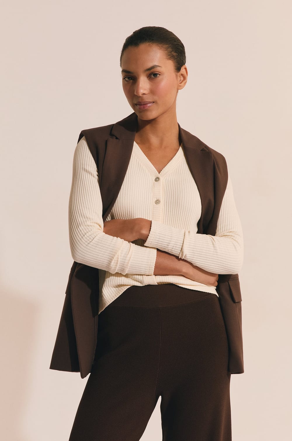 Ribbed Cotton Cardigan;${refinementColor}