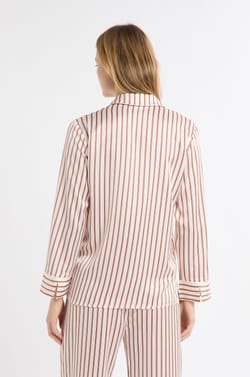 Satin-Pyjama Hemd mit Streifen;${refinementColor}