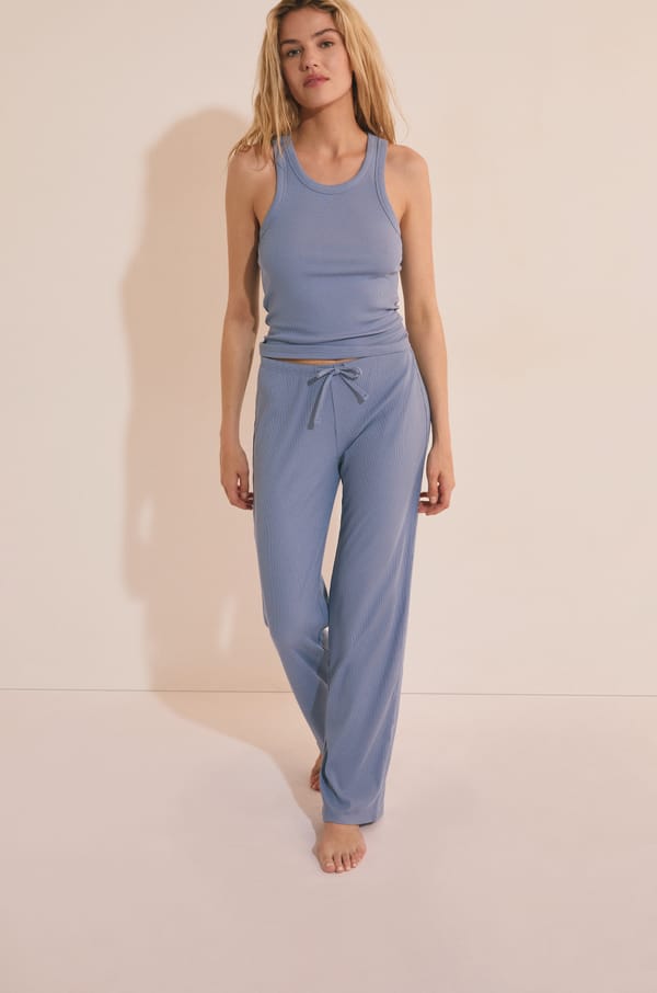 Pantalon de pyjama avec coton côtelé;${refinementColor}