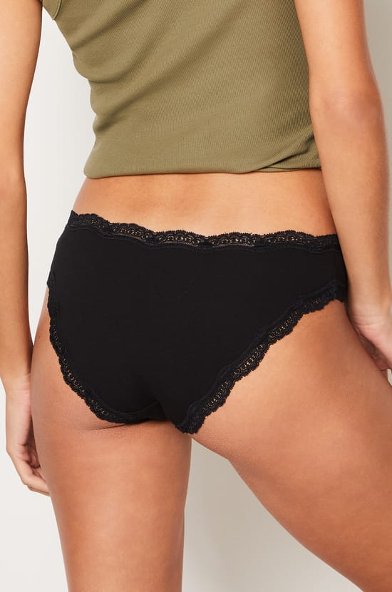 3-Pack of Cotton and Lace Briefs;${refinementColor}