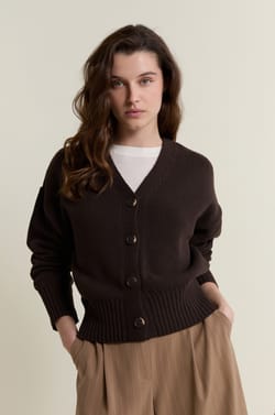 V-neck Cardigan with Cotton;${refinementColor}