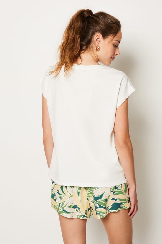 Cotton T-shirt with Lemon Detail;${refinementColor}