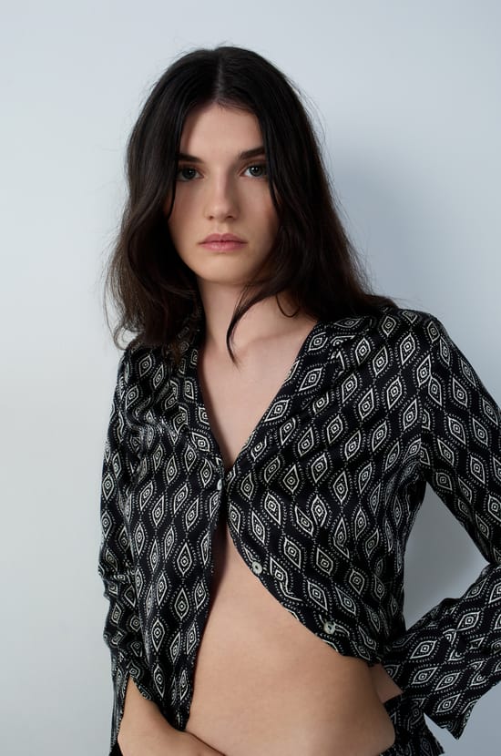 Chemise de pyjama satinée imprimée;${refinementColor}