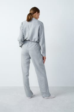 Straight Leg Linen Pyjama Trousers;${refinementColor}