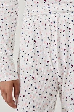 Pantalon de pyjama à imprimé cœurs;${refinementColor}