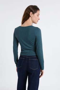 T-Shirt mit geripptem Drap&eacute;-Effekt;${refinementColor}