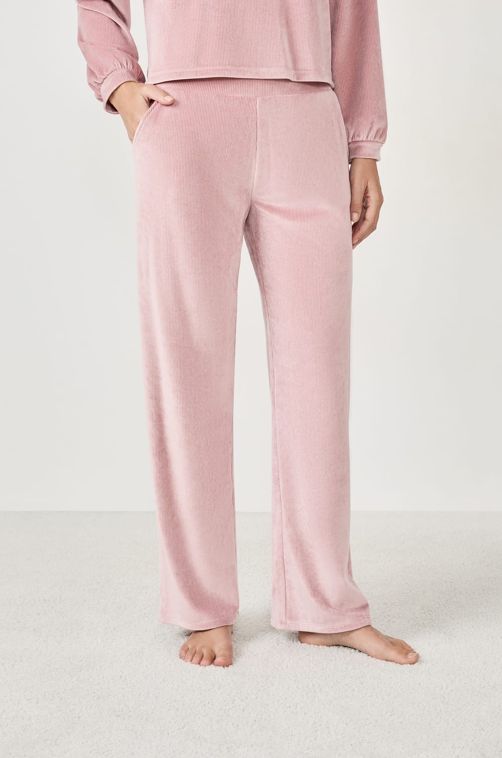 Pantalon de pyjama effet velours;${refinementColor}