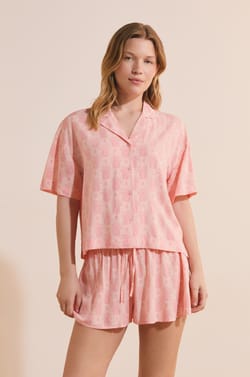Chemise de pyjama courte &agrave; motifs;${refinementColor}