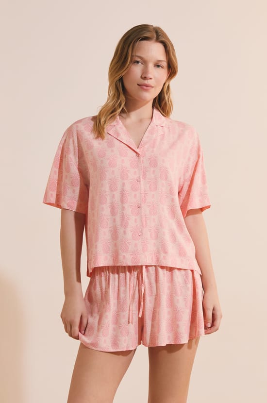 Chemise de pyjama courte &agrave; motifs;${refinementColor}
