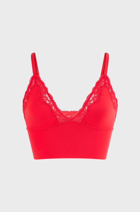 Triangle Bra in Microfibre with Lace Details;${refinementColor}