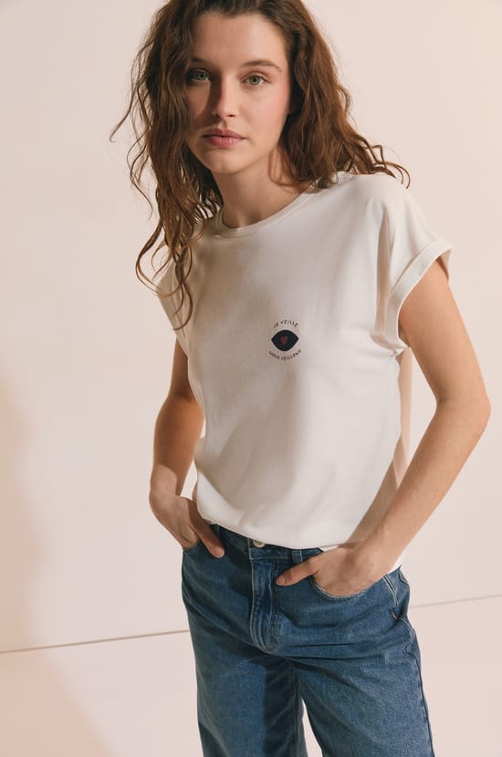 T-shirt manches courtes avec coton;${refinementColor}