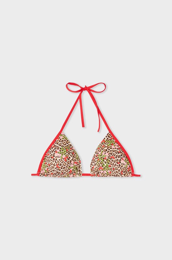 Haut de maillot de bain triangle multi positions &agrave; imprim&eacute; l&eacute;opard;${refinementColor}