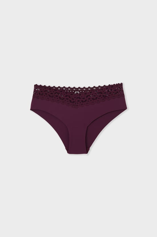 Hipster V-shape in Microfiber and Lace;${refinementColor}