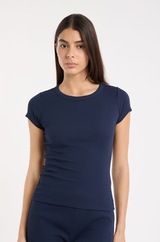 Round Neck Pyjama T-shirt with Cotton;${refinementColor}