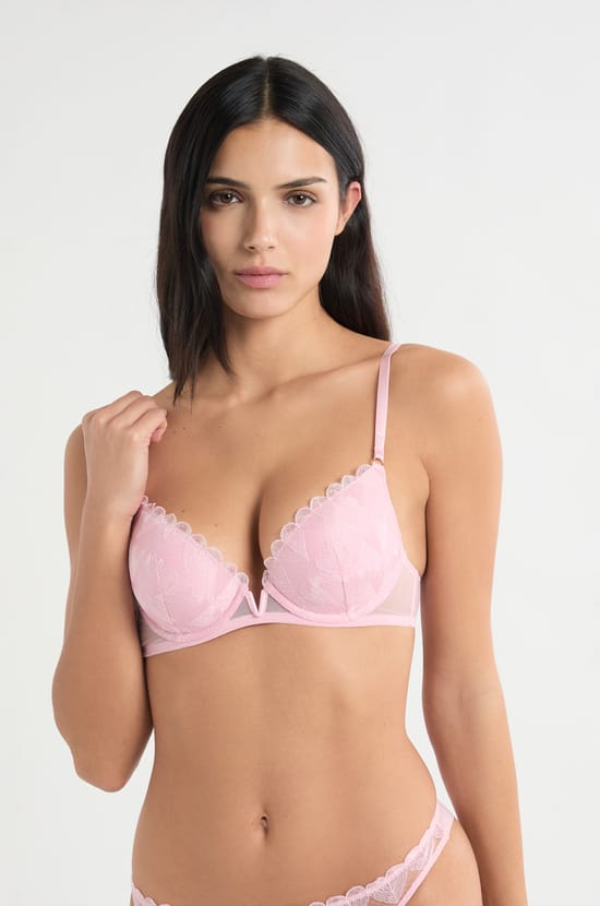 Soutien-gorge N.2 - Push-up plongeant &agrave; broderie c&oelig;urs;${refinementColor}