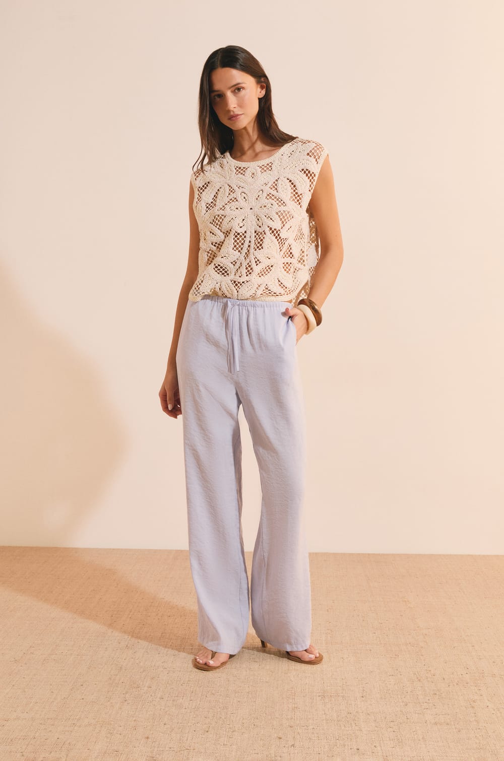 Pantalon fluide &eacute;lastiqu&eacute;;${refinementColor}