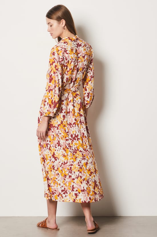 Long Dress with Tie Pattern;${refinementColor}