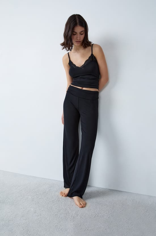 Wide Modal Pyjama Trousers;${refinementColor}