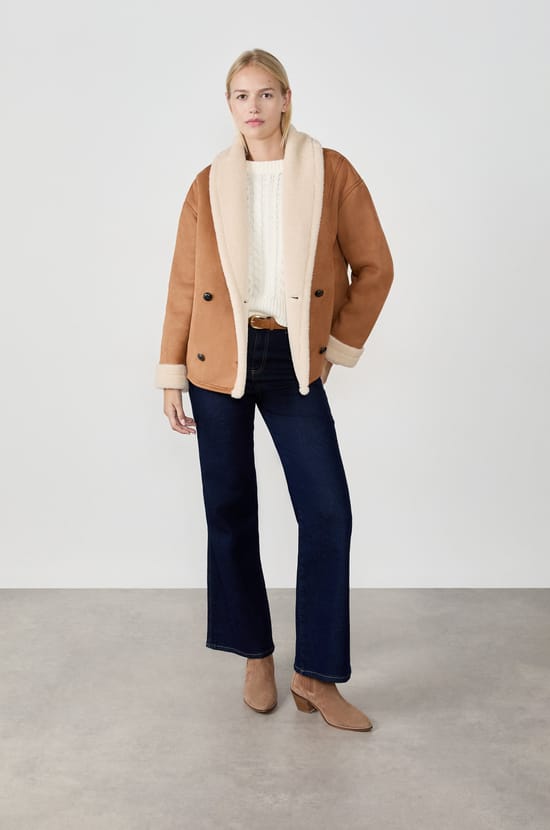 Short Faux Fur Coat;${refinementColor}