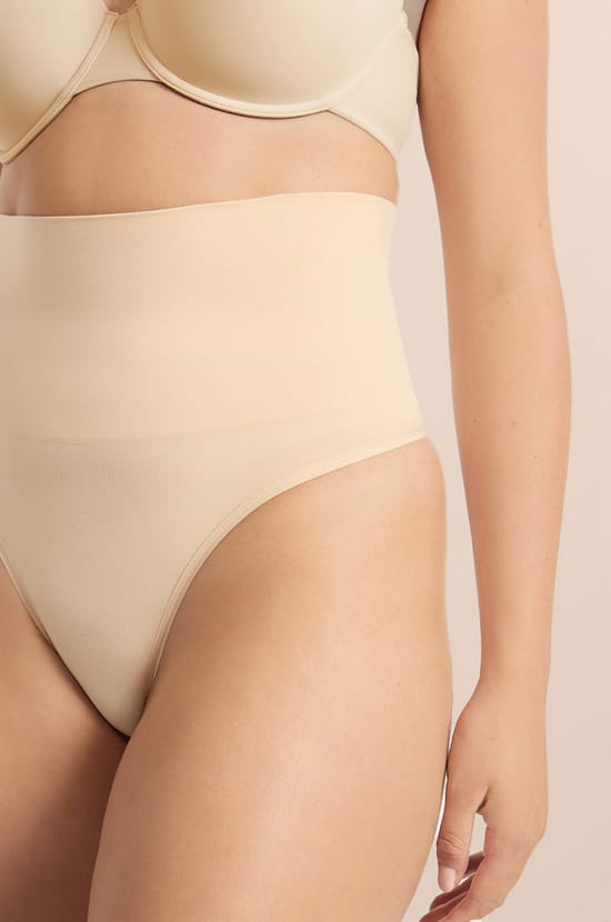 High-Waisted Shaping Thong - Medium Support;${refinementColor}