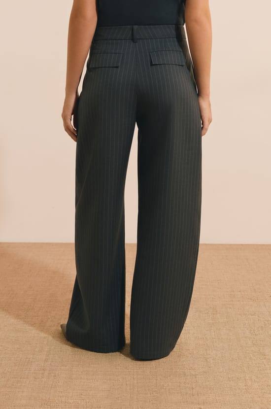 Pantalon droit &agrave; rayures;${refinementColor}