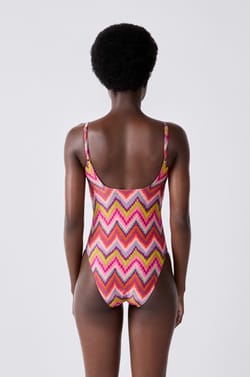 One-piece swimsuit with patterns;${refinementColor}
