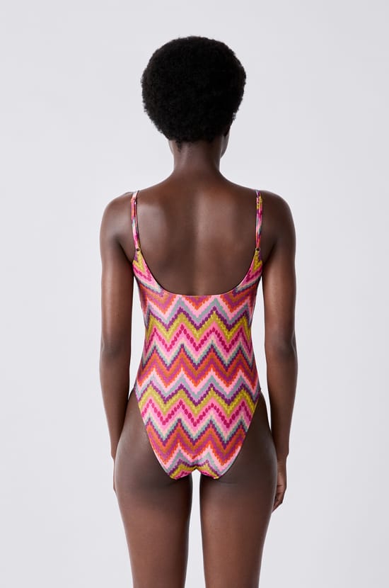 One-piece swimsuit with patterns;${refinementColor}