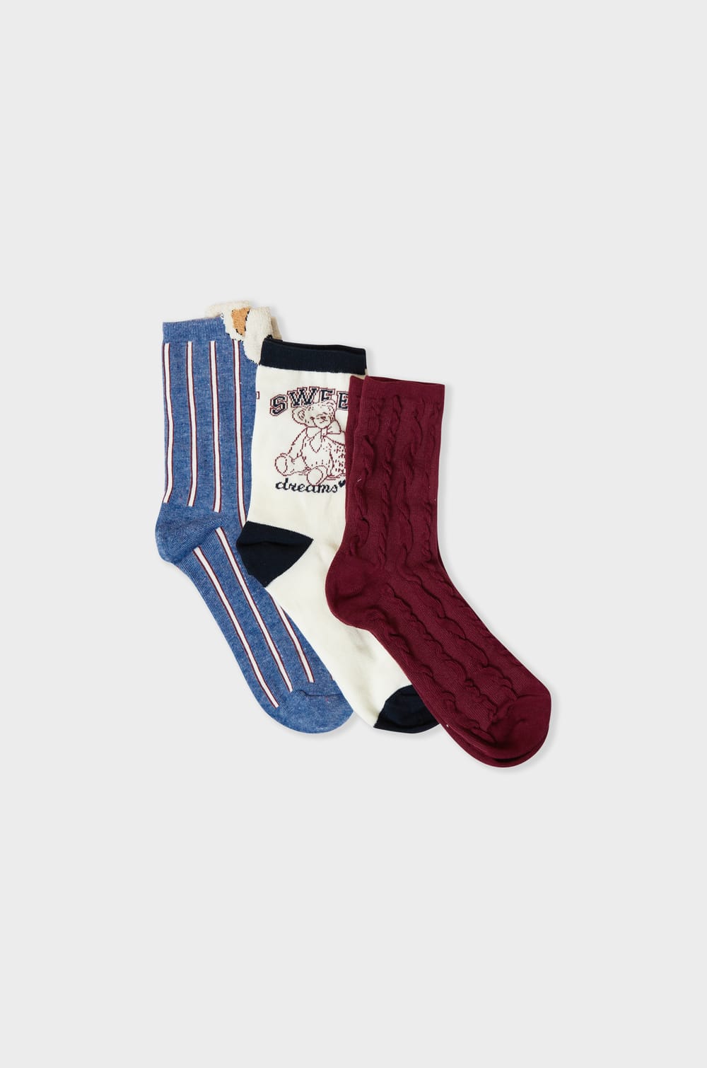 Chaussettes côtelées à motifs;${refinementColor}