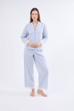 Chemise de pyjama à manches longues à rayures;${refinementColor}