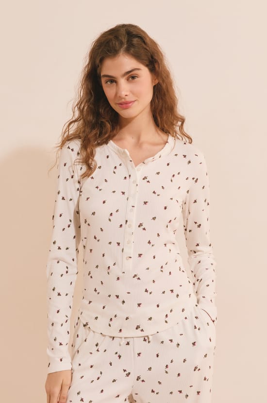 T-shirt manches longues &agrave; motifs;${refinementColor}