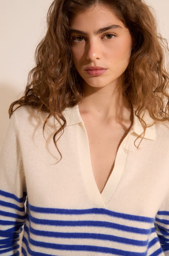 Pull col polo 100% cachemire;${refinementColor}