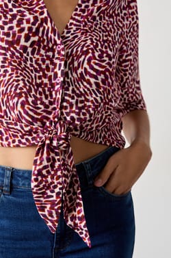 Tie-Front Blouse;${refinementColor}