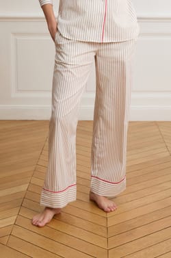 Striped Pajama Pants In Cotton;${refinementColor}