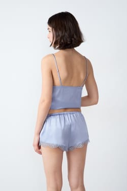 Silk shorts with lace details;${refinementColor}