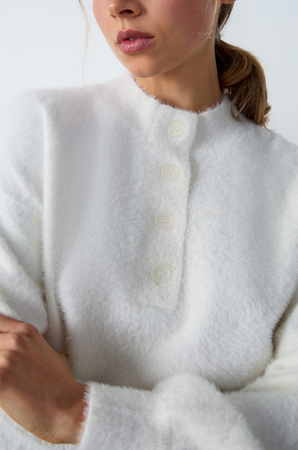 Fleece-Pullover mit Knopfleiste;${refinementColor}