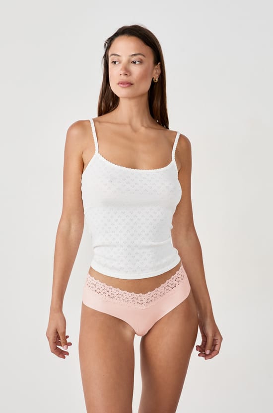 Hipster V-shape en microfibre et dentelle;${refinementColor}
