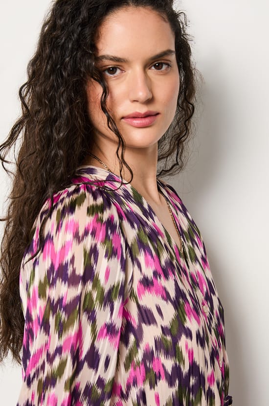 Short patterned shirt dress;${refinementColor}