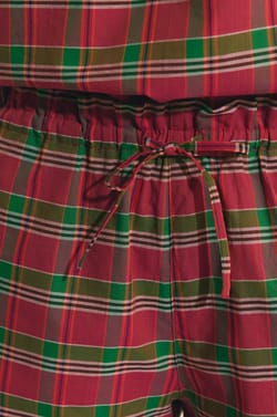 Short de pyjama &agrave; carreaux en coton;${refinementColor}