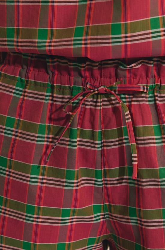 Short de pyjama &agrave; carreaux en coton;${refinementColor}