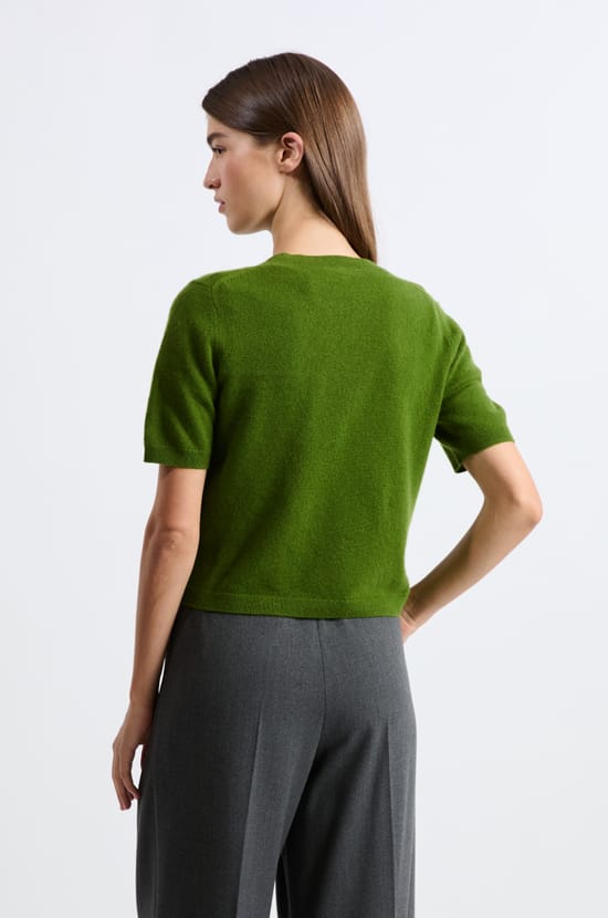 Short-sleeved cashmere sweater;${refinementColor}