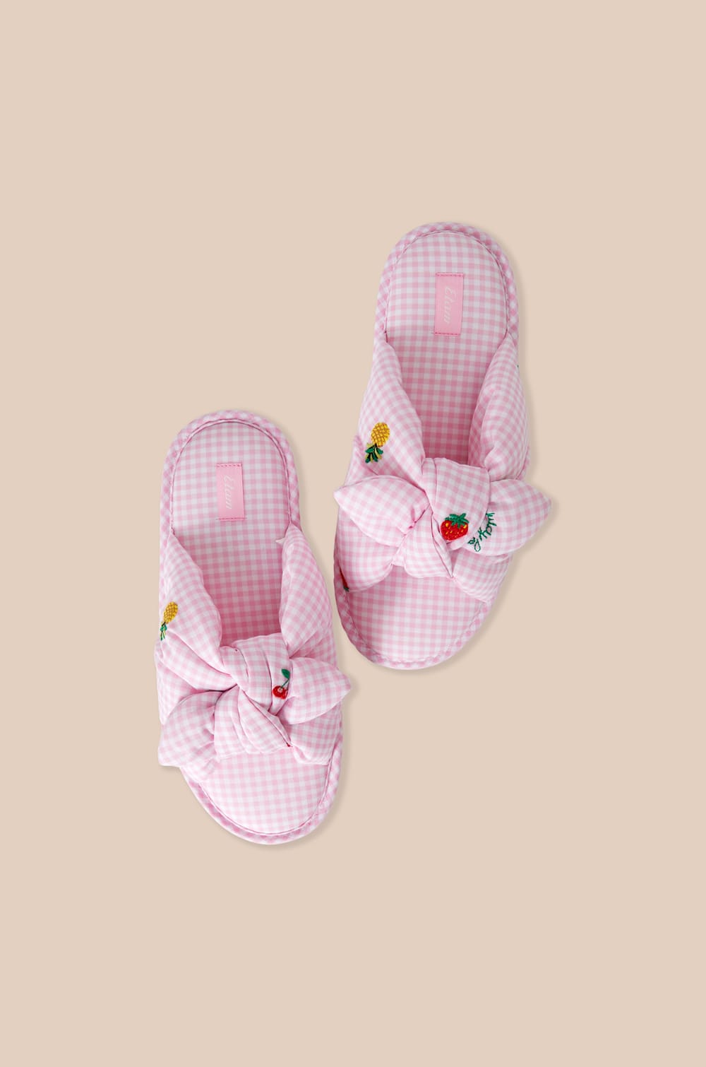 Cotton Slippers with Bow;${refinementColor}