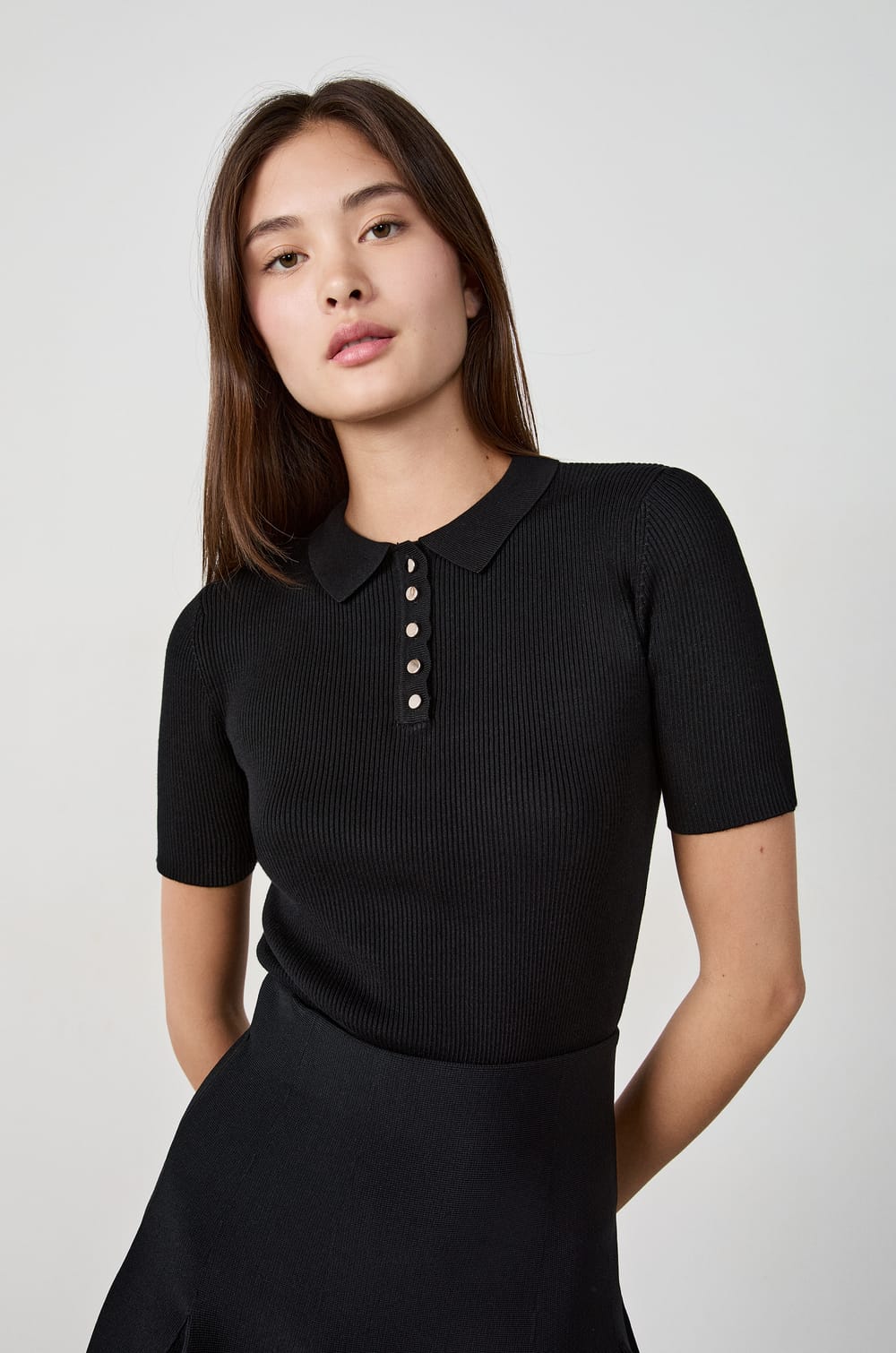 Short Sleeve Ribbed T-Shirt;${refinementColor}