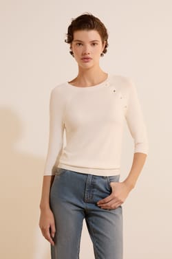Pull en maille fine &agrave; manches mi-longues;${refinementColor}