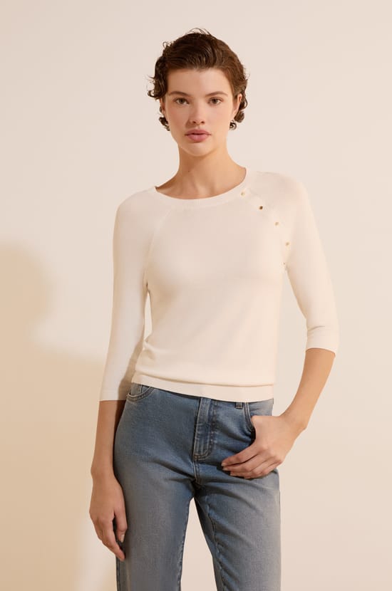 Pull en maille fine &agrave; manches mi-longues;${refinementColor}