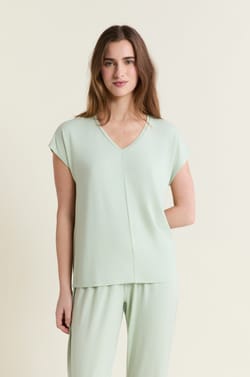 Camiseta de pijama de manga corta con cuello en V de modal;${refinementColor}